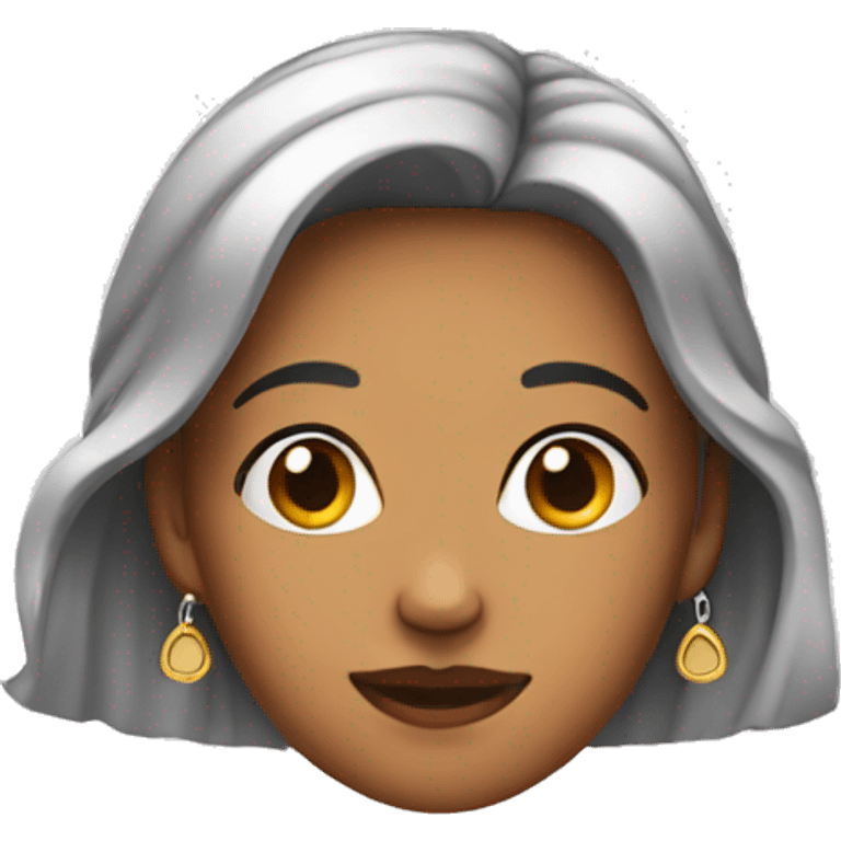 A woman sitting waer earring emoji