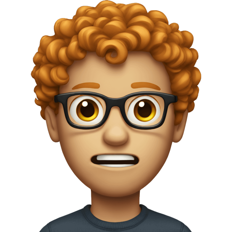 Scared ginger boy with curls and glasses emoji