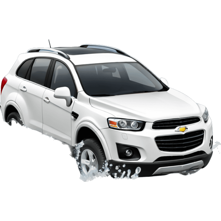 white chevrolet captiva in water with foam emoji