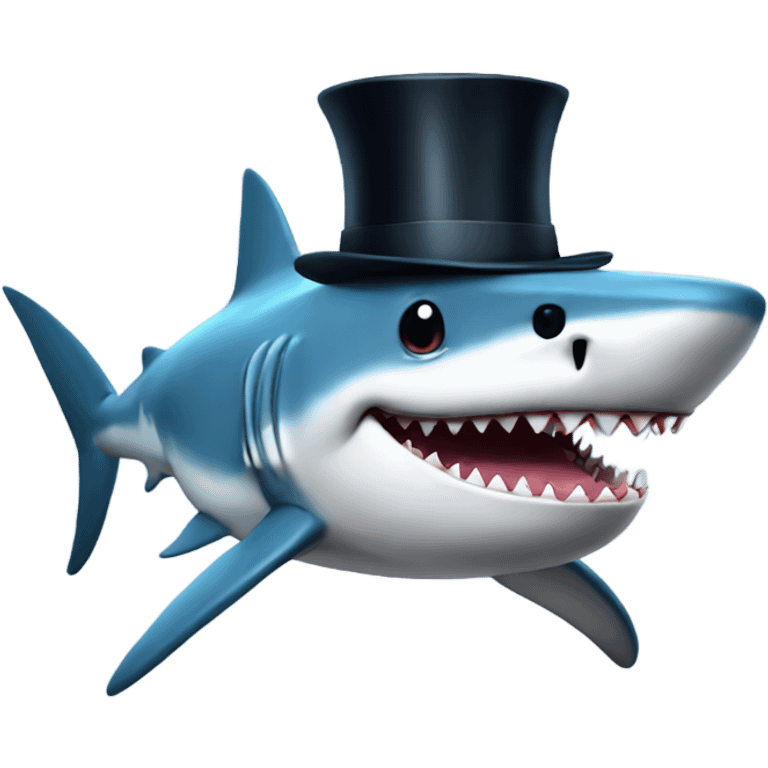 Shark with a top hat emoji