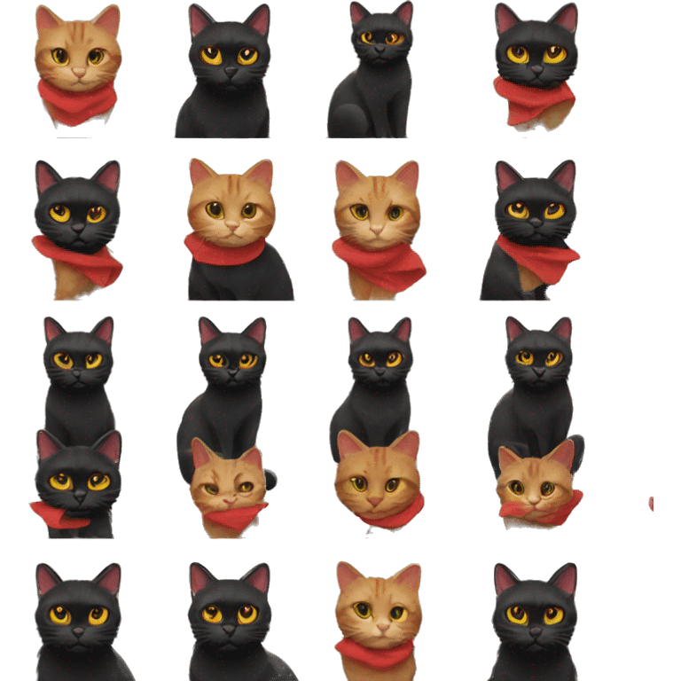 Red and black cats emoji