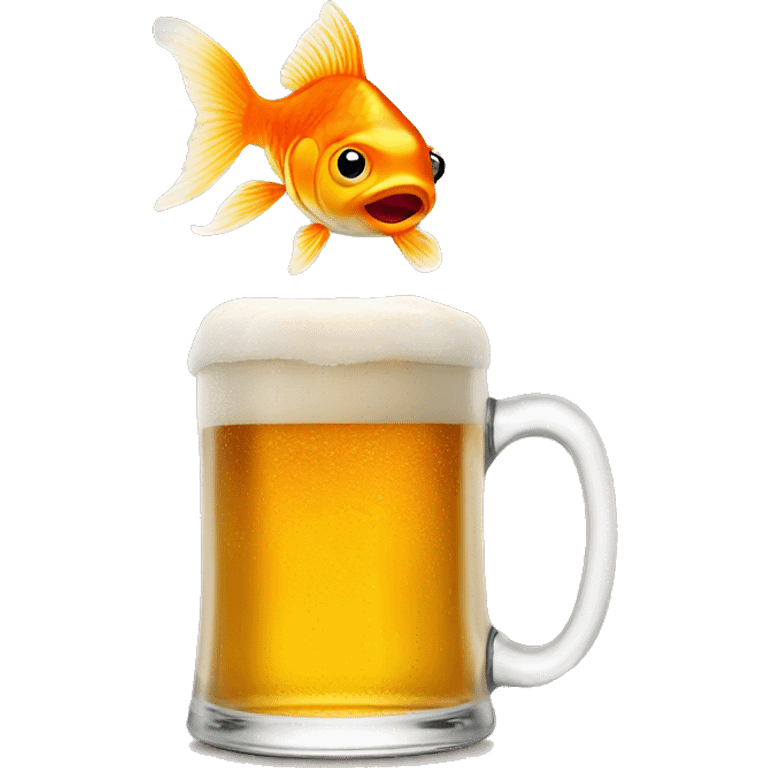 goldfish in a mug of beer emoji