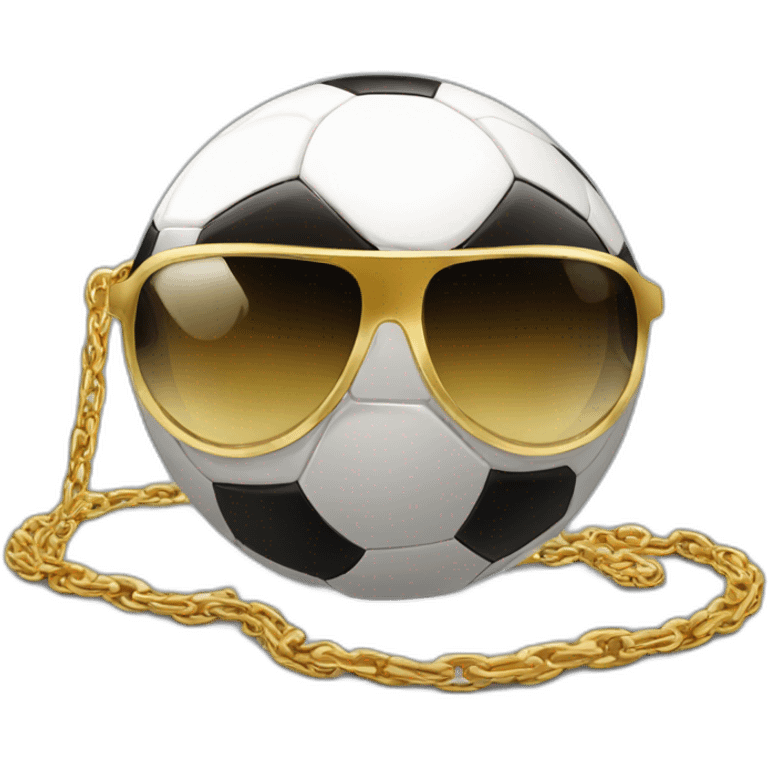 soccer ball wearing gold chain with shades looking like gangster emoji