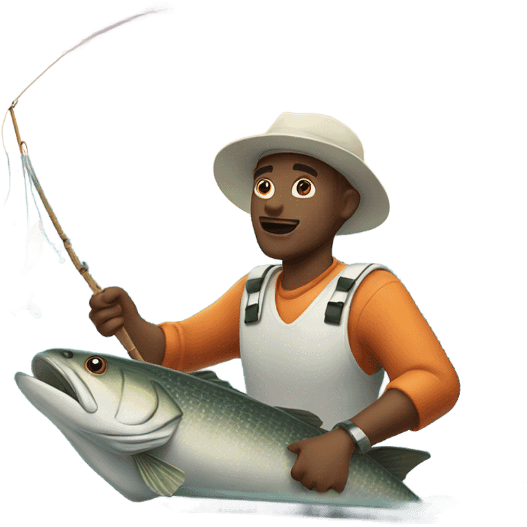 White person catching fish off a boat emoji