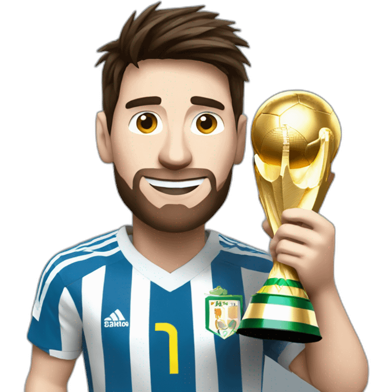 Messi holding the World Cup emoji