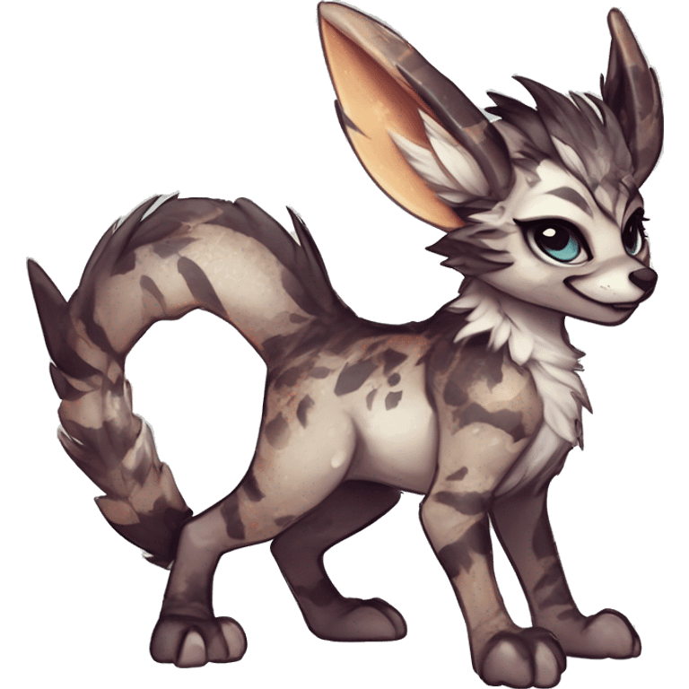 Cool cute Kawaii edgy fantasy shiny chibi animal creature fursona Fionbri vernid by griffsnuff & LiLaiRa & Falvie full bodyal emoji