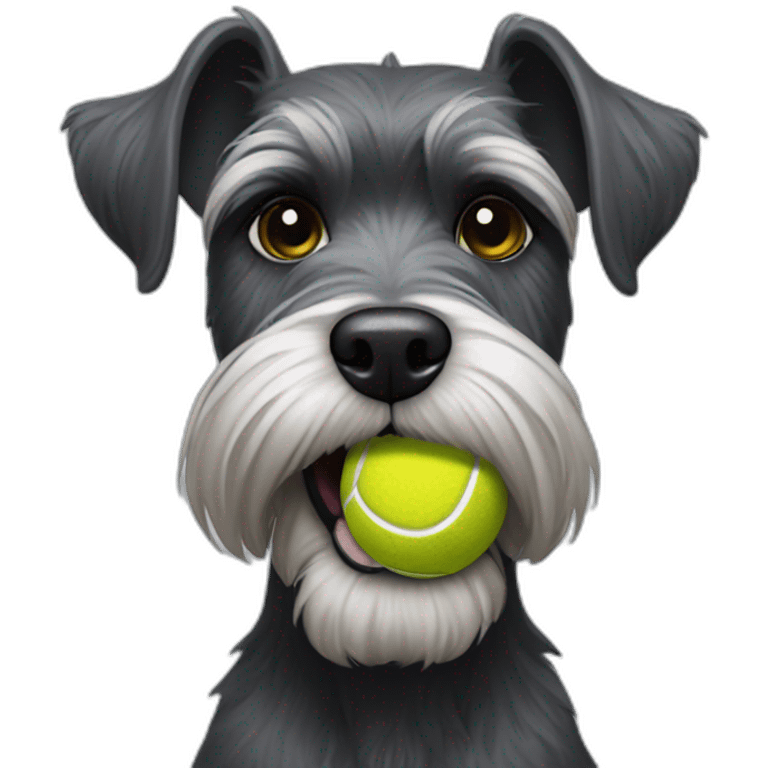 Full body schnauzer tennis ball in mouth emoji