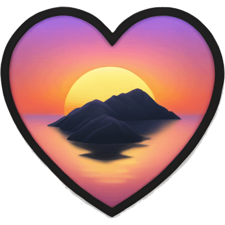 heart with a black border with a sunset on it  emoji