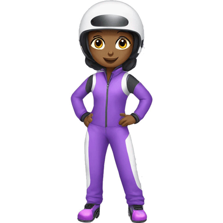 Go kart girl with puple suit emoji