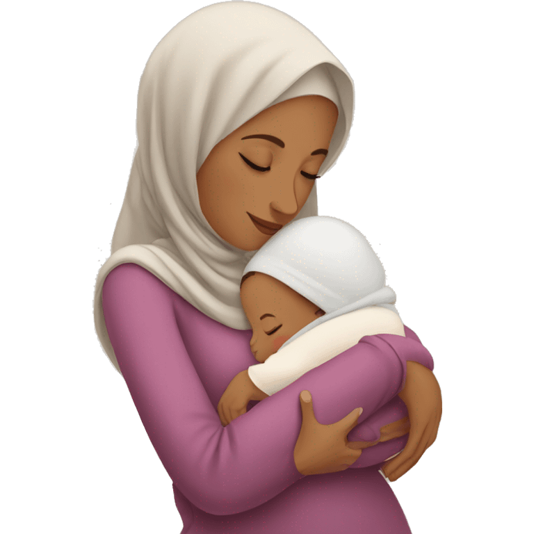 muslim wife with sleeping baby emoji