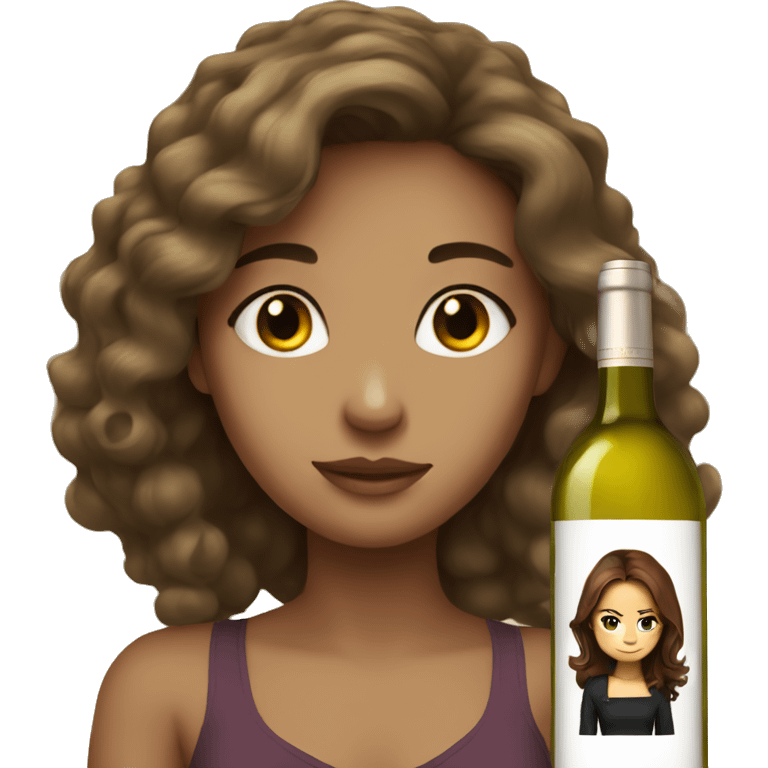 Brown hair girl huge white wine emoji