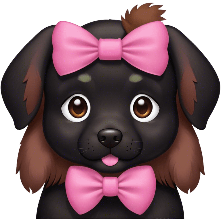 Black dog with a pink bow  emoji