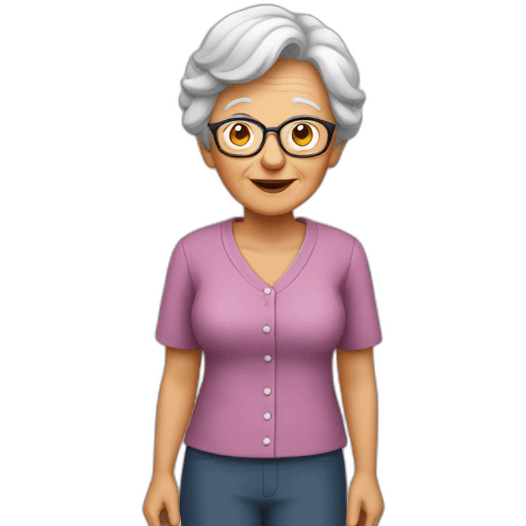 grandma standing on a grandpa emoji