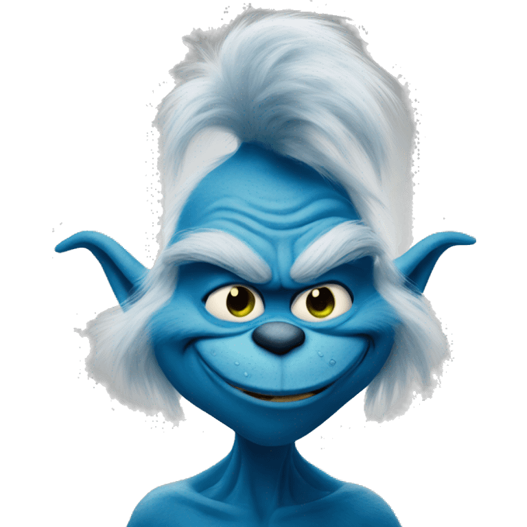 blue grinch smirking emoji