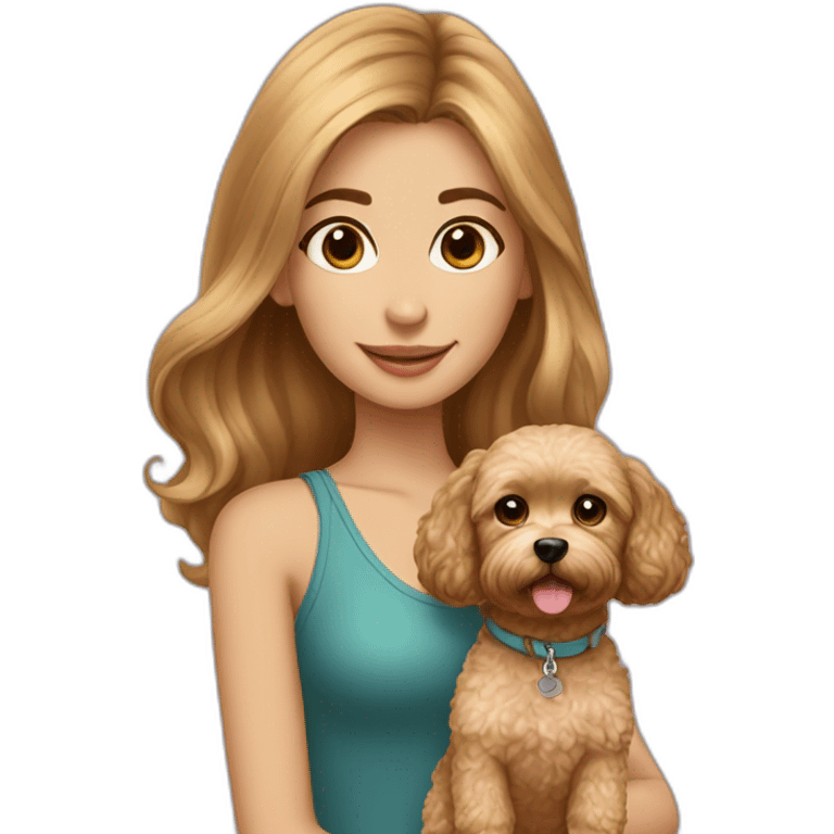 girl brunette with golden maltipoo emoji