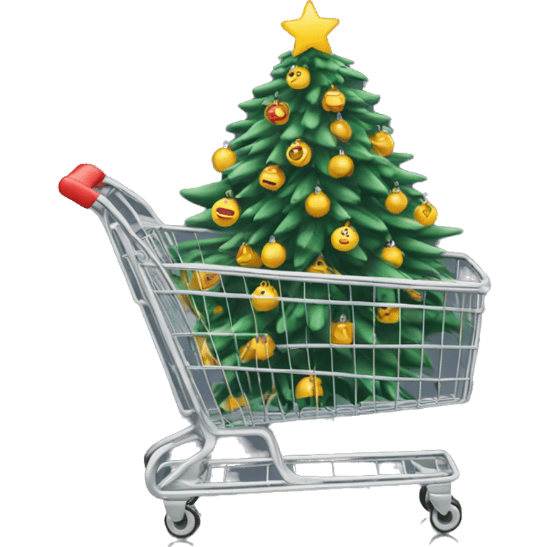 Christmas tree in shopping trolley emoji