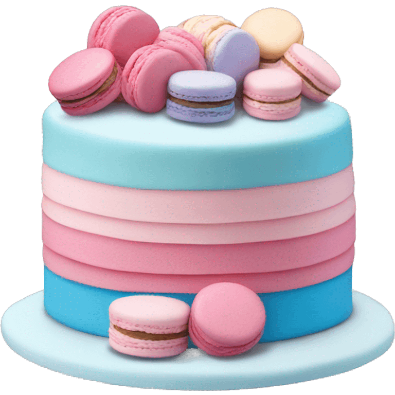 cake, pink and blue, with macaroons  emoji