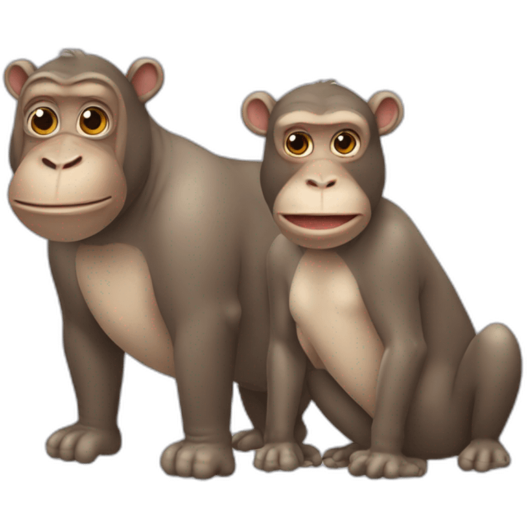 monkeys and hippopotamus emoji