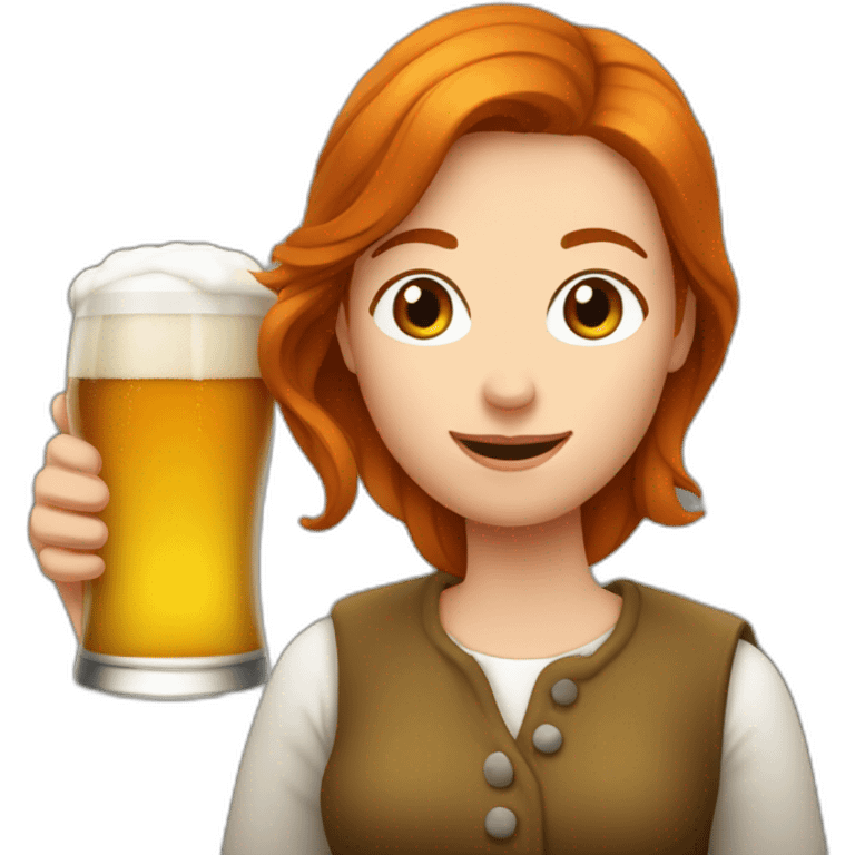 Une femme rousse qui boit de la bière emoji