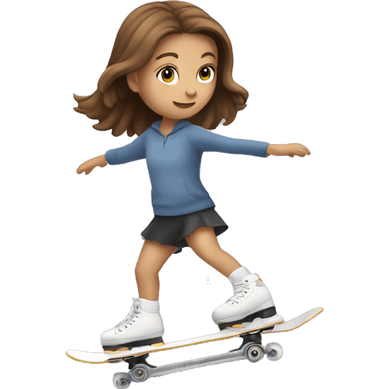 little girl with brown hair SKATING in miniramp emoji