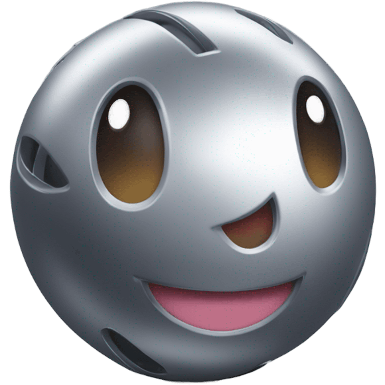 Gray Metal cute Kirby ball driving on 4 car wheels emoji