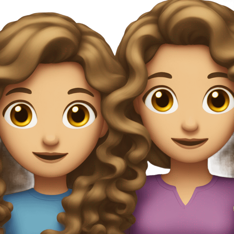 Girl with brown hair curling the hair of another girl emoji