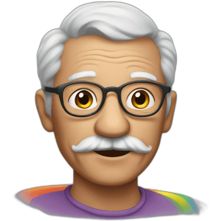 Painted grandpa is snat with a rainbow emoji