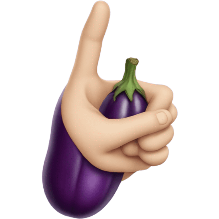 Hand with eggplants as fingers emoji