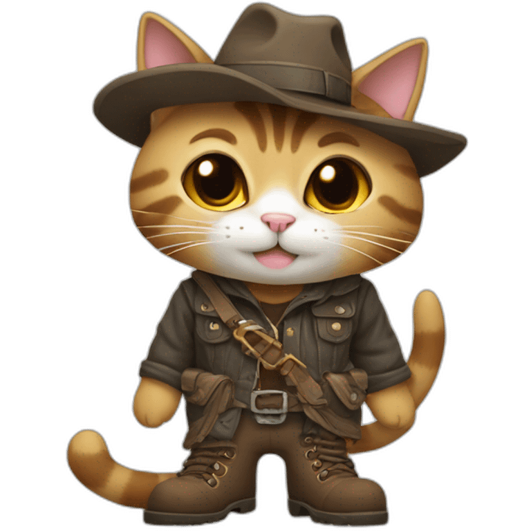 Gato con botas y ametralladora emoji