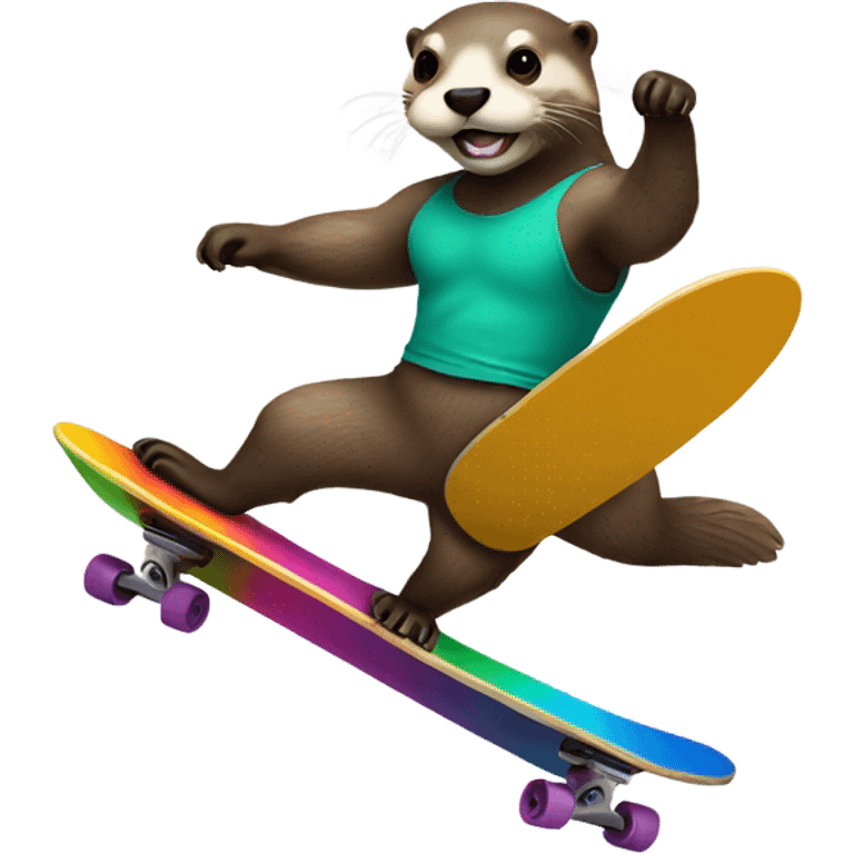 Otter riding a skateboard in a wrestling mask emoji