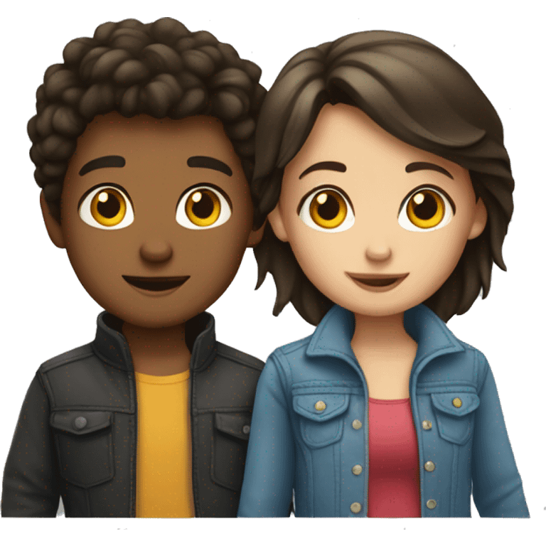 brunette boy and girl emoji