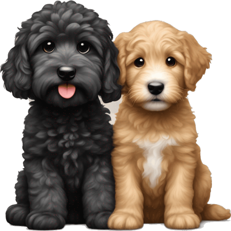 Golden doodle and aussiedoodle puppy emoji