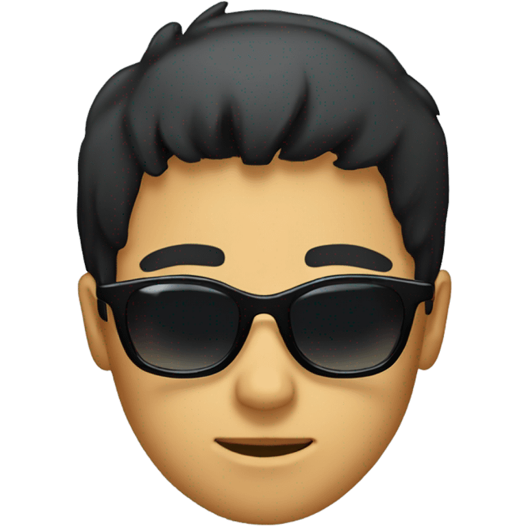 A boy face that have side cut, black hair, with sunglass emoji