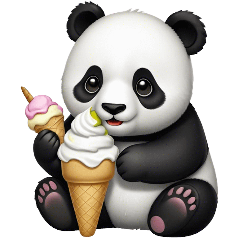 Panda eating ice cream emoji