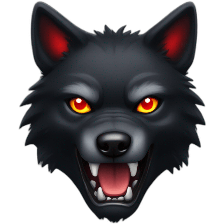 angry black wolf, red glowing eyes emoji