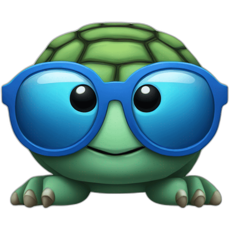 Tortue bleue avec des lunettes emoji