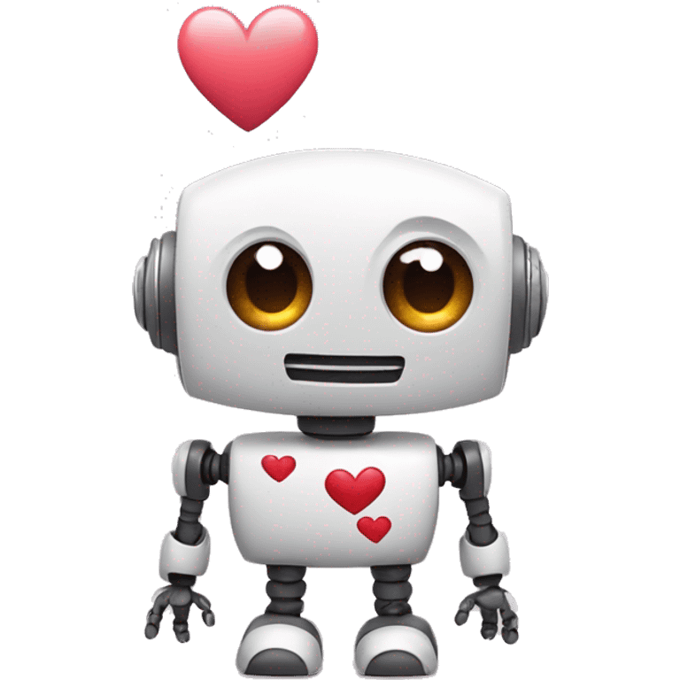 a cute robot withe hearts instead of its eyes emoji