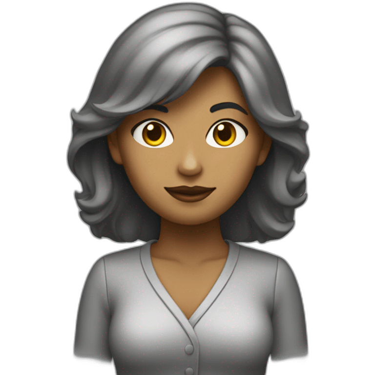 mujer mayor pelo oscuro con gato gris emoji