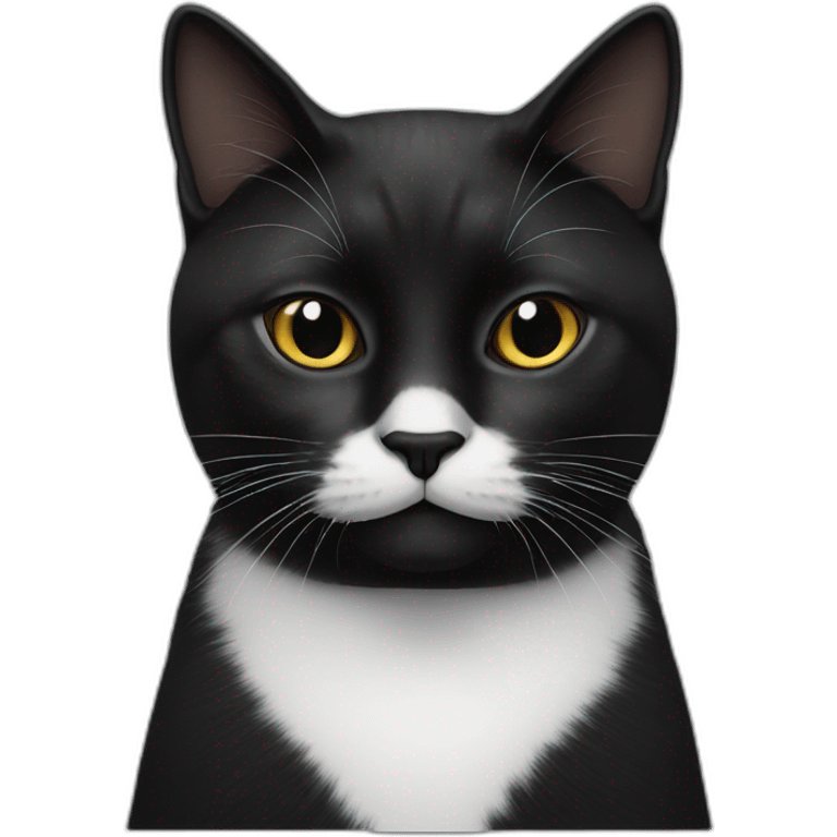 black cat with white from nose to chin on right side emoji