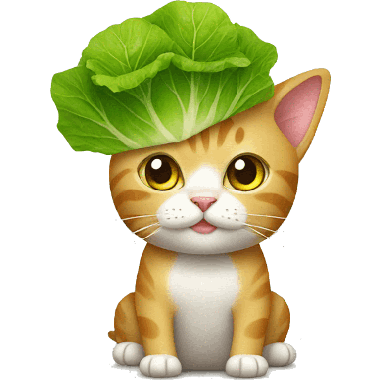 cat with cabbage leaf hat emoji