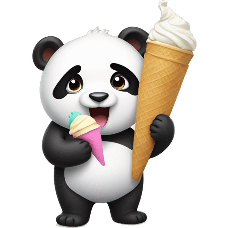 Panda eating ice cream emoji