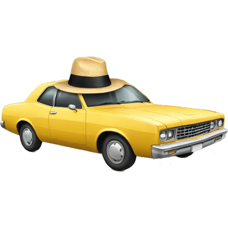 car with hat emoji