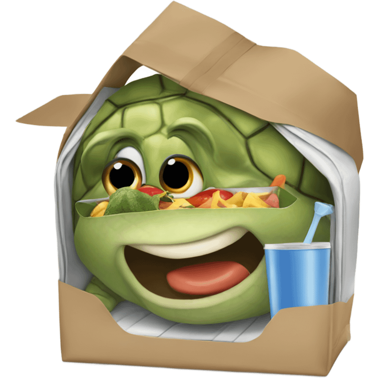 Turtle packing a school lunch emoji