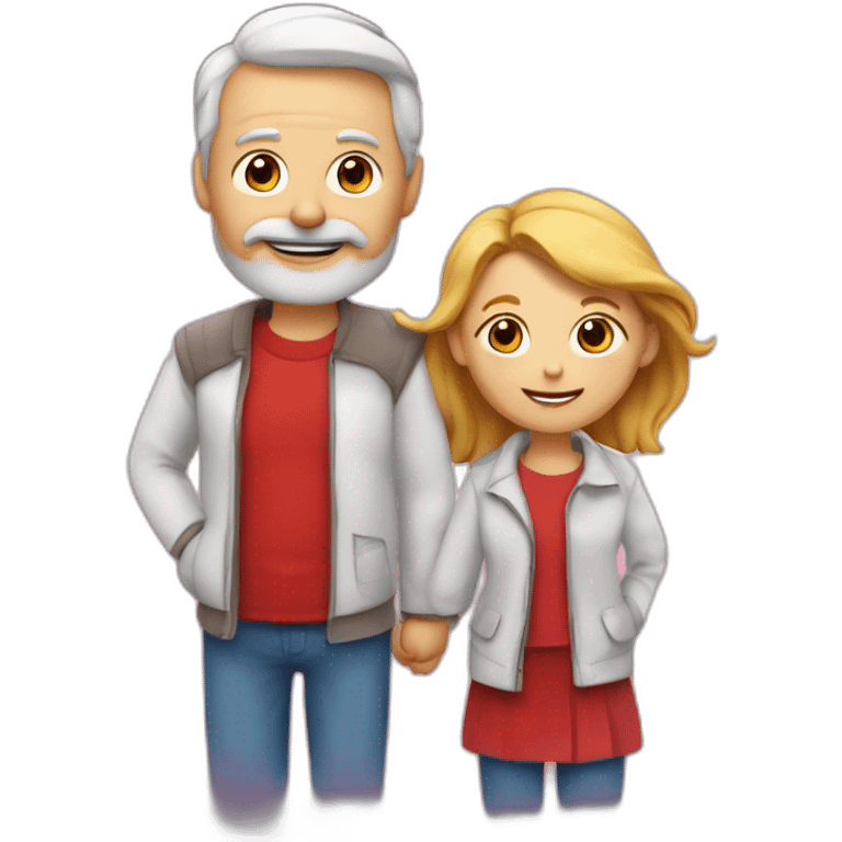 Cœur rouge avec écrit papa et maman emoji