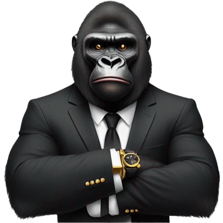 Gorilla wearing a black suit and gold watch  emoji