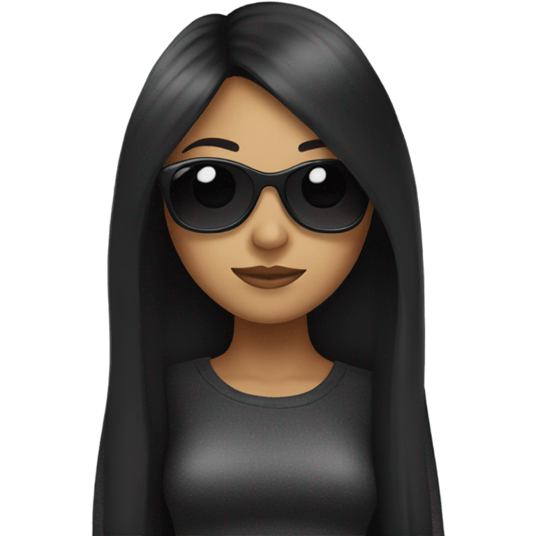 Girl with black long hair & sunglasses  emoji