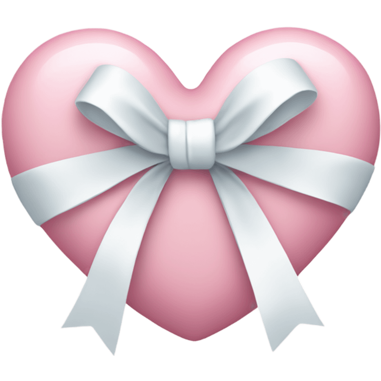 Pastel pink heart with white bow emoji