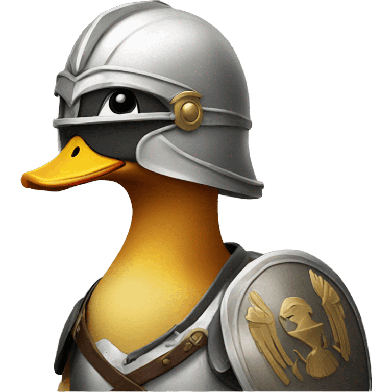 Duck wearing a Greek helmet and armor  emoji