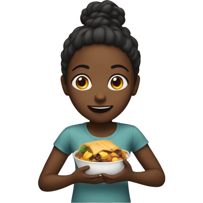 Black girl eating  emoji