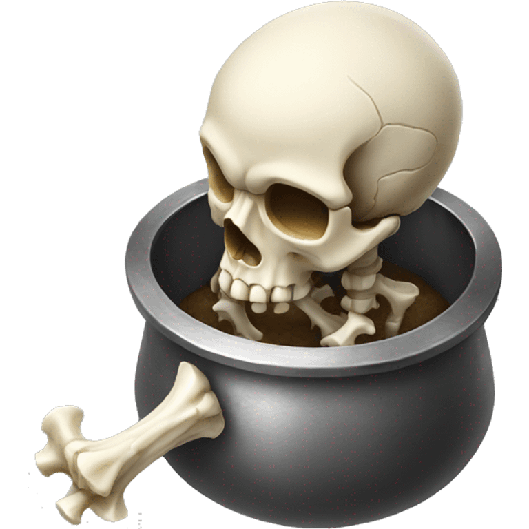 bone into metal pot without skull emoji